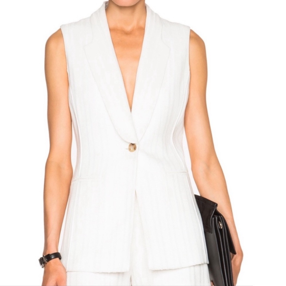 Veronica Beard White Sleeveless Blazer Vest